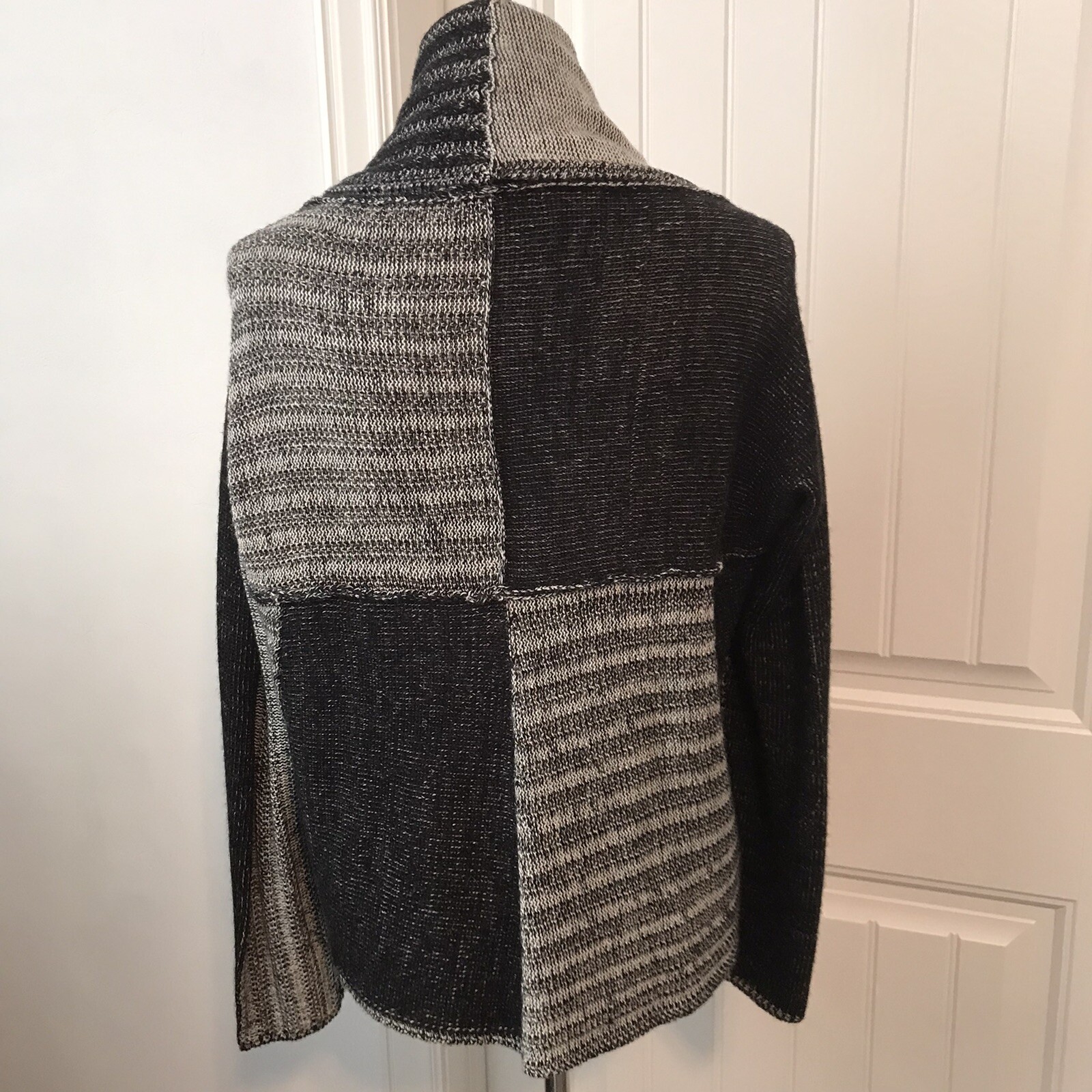 CAbi Medium Wool Blend Open Front Patchwork Cardi… - image 2