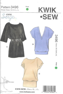 Kwik Sew Sewing Pattern # 3496 Misses Tops in Three Variations Sizes XS-S-M-L-XL