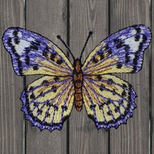 Purple  Yellow Butterfly Embroidered Patch   Iron On