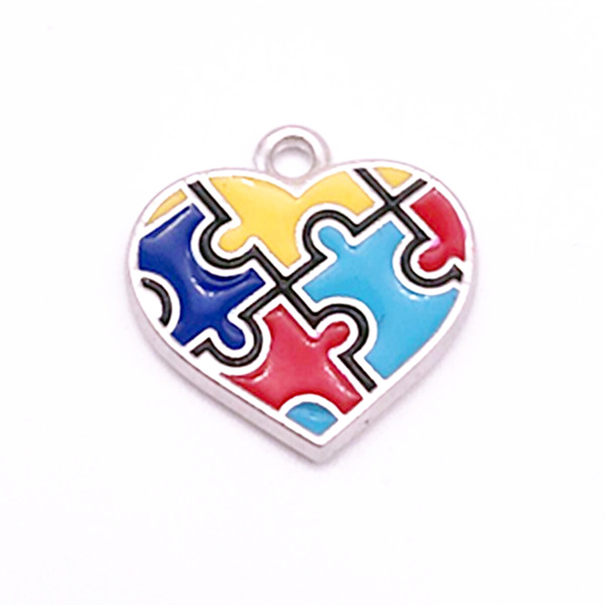 10 Autism Awareness Charms Heart Puzzle Piece Aspergers Jewelry Lot of