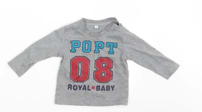 Jungen grau Polyestermischung T-Shirt Größe 12 Monate Rollkragen Royal Baby