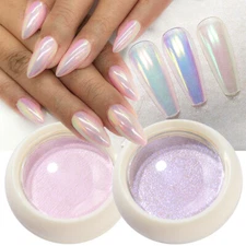 Holographic Solid Glitter Aurora Nail Powder Rainbow Nail Dust Ice Neon Laser