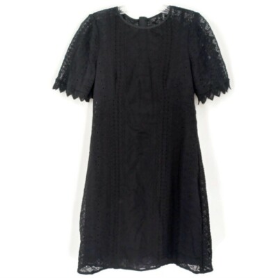 NANETTE LEPORE 2 Black Lace A Line Dress Eyelet Texture Lined Classic Zip  Back | eBay