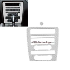 Real Carbon Fiber Silver Center Control CD Radio Panel Trim Fits 10-14 Mustang