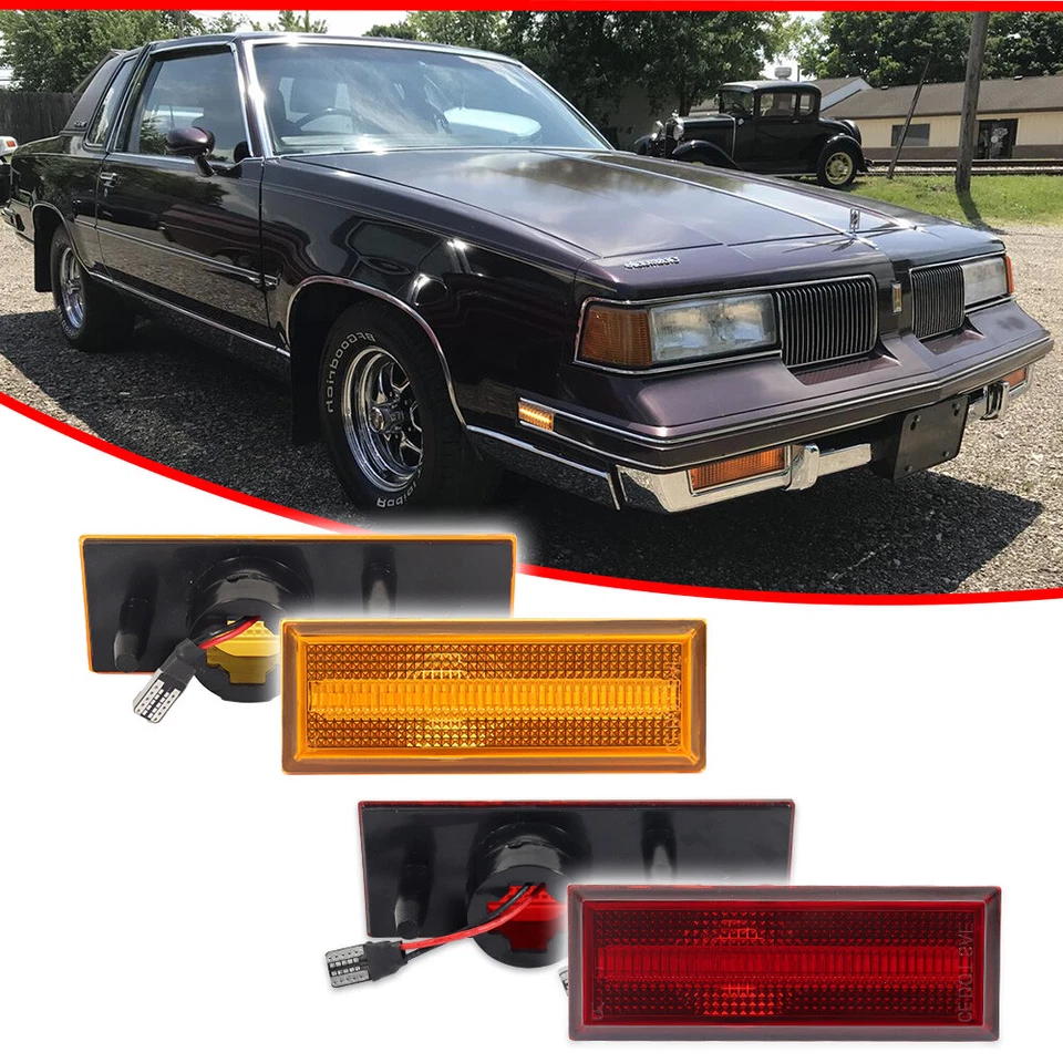 4X Amber Front & Red Rear LED Side Marker Light For 81-88 Oldsmobile Cutlass 442 - Image 3 of 4