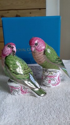 ROYAL CROWN DERBY LOVEBIRDS: QUEEN ELIZABETH & PHILIP, PLATIN HOCHZEIT: UK
