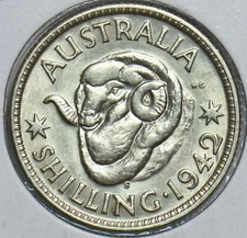 Australia 1942 S Shilling Merino ram 241105 combine shipping