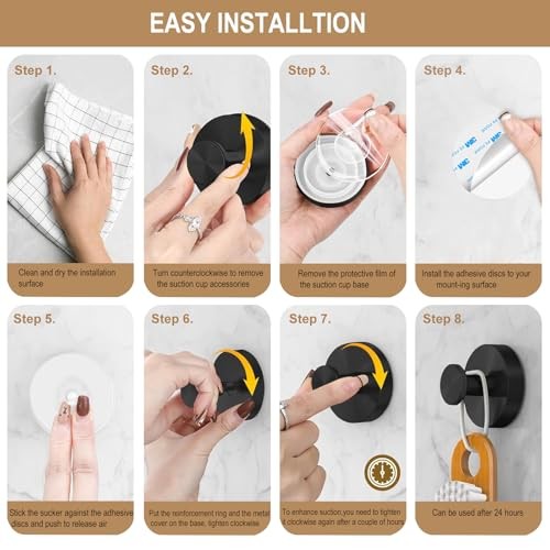 ZESLMG Shower Suction Cup Hooks for Inside Shower Wall, Towel Hooks for 2 Gold - Bild 6 von 8
