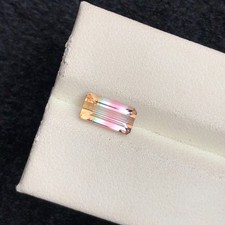 Natural Tricolor Tourmaline Loose Gemstone in Emerald Cu, 1.59 Ct- Afghanistan