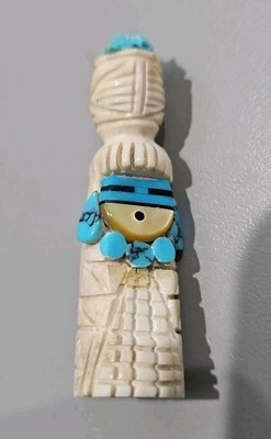 Zuni Fetish コーンメイデン Vintage Corn Maiden Fetish Totem Figurine ZUNI Stone & Turquoise