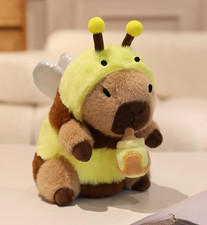 Bee Capybara Plush Toy 8" Stuffed Animal Toddler Doll Gift for Kids