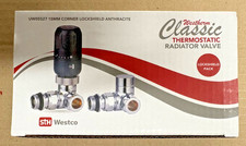 WESTHERM 15MM CORNER THERMOSTATIC RADIATOR VALVE DRAIN OFF L/SHIELD  ANTHRACITE