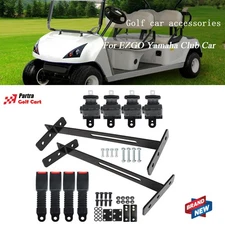 4 Retractable Golf Cart Seat Belts and Bracket Kit For E-Z-G-O Yamaha Club Car