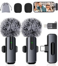 ZOPPLM Wireless Mini Microphone for iPhone - 2 Pack Black- USB-C Lightning