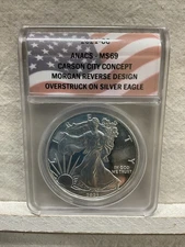 2021-CC ANACS MS69 Carson City Concept Morgan Reverse Design O/S on Silver Eagle