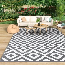 Waterproof Outdoor Rug 5x8ft, Reversible Plastic Straw Rug for Patio, Garden,...