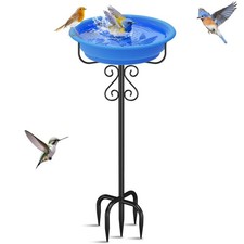 40in Freestanding Bird Bath for Outdoors, Rustproof 5-Prong Metal Stake with ...