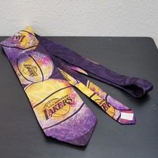 VTG RM Sport Lakers Men's 100% Silk Necktie Made In USA Basketball