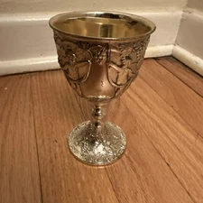 Vintage Corbell & Co Silver Plate Wine Goblets Grapes Vines Cherubs Stickered