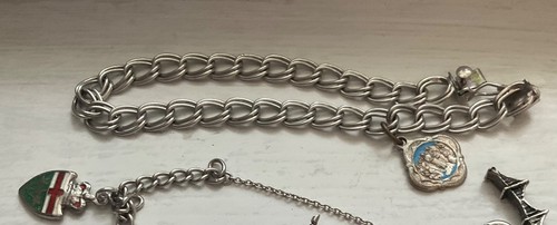 Vintage STERLING CHARMS Two BRACELETS 6 1/2 - 7 1/4” Original ESTATE Collection - Picture 3 of 5