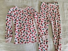 Hanna Andersson Pink Snow Berry Long Slv Pajama Set Size 4T Christmas