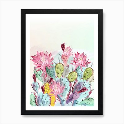 Aquarell Kaktus Kunstdruck gerahmt Wandbild Poster Leinwanddruck Bild
