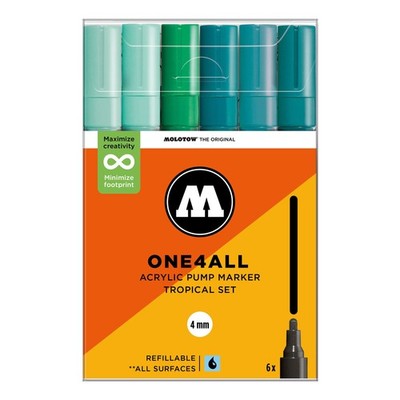 Molotow One4All Acrylic Marker 227HS Tropical Set (6 Markers) - 4mm Tip