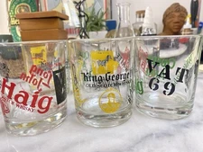 Italian Whiskey,Spirit Glasses X 6, Home Bar, Breweriana, drink advertising 