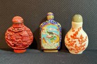 Three Antique China Chinese Qing Dynasty Snuff Bottles Collection — photo 1