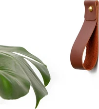 Keyaiira - Medium Brown Leather Wall Hook, Hanging Medium, Mahogany 