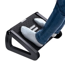 6 Height Adjustable Black Under Desk Foot Rest Ergonomic Stool Massage Roller