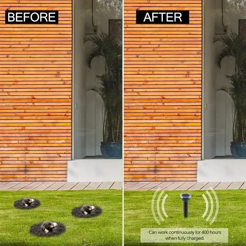 2 DISSUASORE PER TOPI GATTI CANI SCACCIA TALPE SOLARE REPELLENTE A ULTRASUONI - Immagine 3 di 4