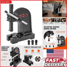 Heavy-Duty 1 Ton Manual Desktop Press with 5.9 Inch Stroke for Metal & Leather