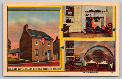 Vintage Chief Justice Taney Shrine Postcard, Frederick, MD