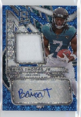 2024 Spectra Neon Blue Prizm 43/50 Brian Thomas Jr RPA Rookie Patch Auto RC 0qo1