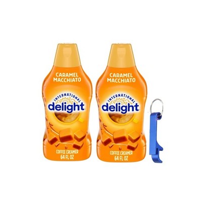 International Delight Caramel Macchiato Coffee Creamer 64oz 2 Pack + Keychain