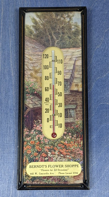 Vintage Berndt's Flower Shoppe Milwaukee WI Advertising Thermometer WORKING