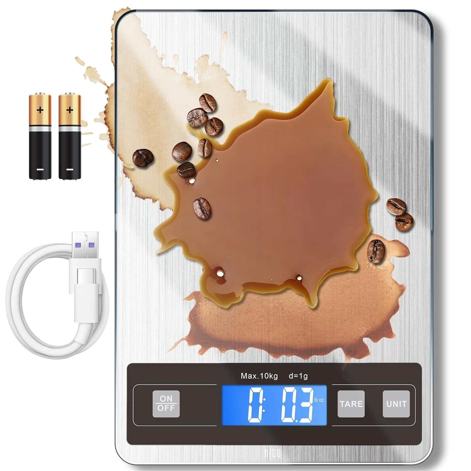 22lb Food Scale Digital Kitchen Scale W/ Type-C & Battery Dual Charging 1g/0.1oz
