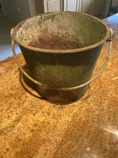 Vintage Metal Bucket Pail Pot Primitive Rustic Farmhouse Barn Milk Tin Jug