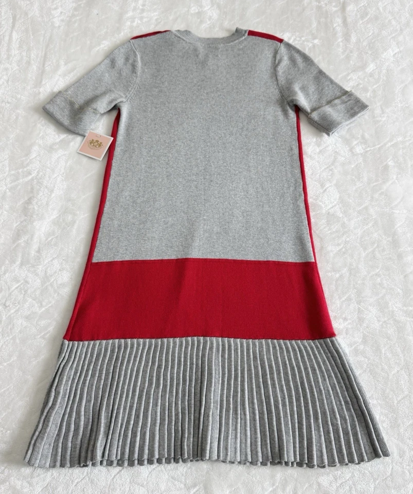 Nuevo con etiquetas Vestido Suéter Juicy Couture Niñas Talla XL Flor de Cerezo Rojo Gris Plisado Foto 2 de 4