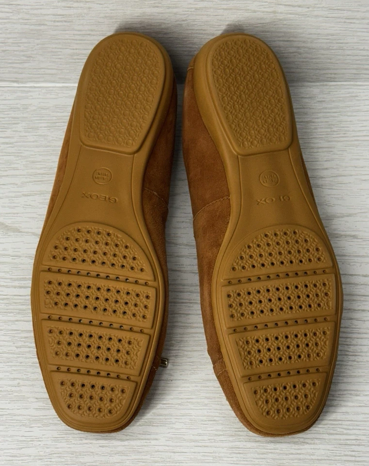 NUEVO EN CAJA Geox Annytah Tostado Piel de Cabra Gamuza Puntera Ballet Pisos Foto 3 de 4