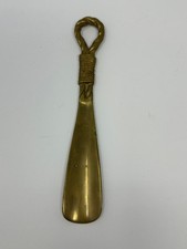 Vintage Solid Brass Rope Handled 8  Shoe Horn U9