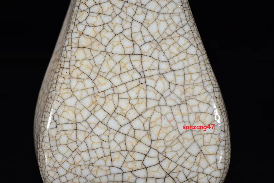 10.2" china antique song dynasty guan kiln porcelain beige lce crack square vase - Image 2 of 4