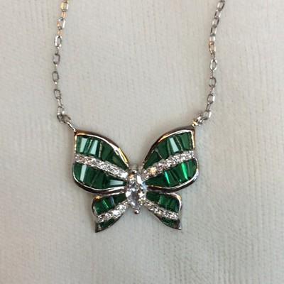 Bella Luce 2.47ctw emerald and white diamond simulants butterfly necklace NEW