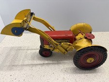 Vintage Louis Marx  Co 1950s Metal Tin Toy Farm Tractor - with Front Loader