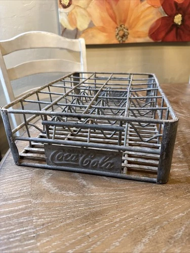 Vintage 1950s Coca Cola Metal Wire Crate Rack Holds 24 Bottles Coke