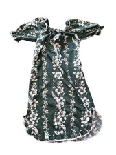 Vintage Hilo Hattie Hawaiian Muu Muu Dress Green White Floral Women's Size LARGE