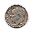 1951 D Roosevelt Dime 10c - 90% Silver US Coin Circulated FREE SHIPPING