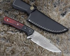 Coltello Damascato per Caccia Campeggio Utilità Pesca Cervo Fodero Scuoiatura Personalizzato