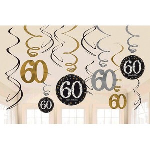 60th Birthday Party Supplies Sparkling Swirl Decorations New